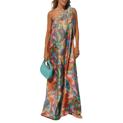 Women’s Asymmetric Printed Maxi Dress
