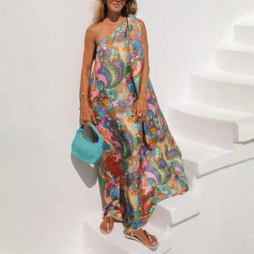 Women’s Asymmetric Printed Maxi Dress