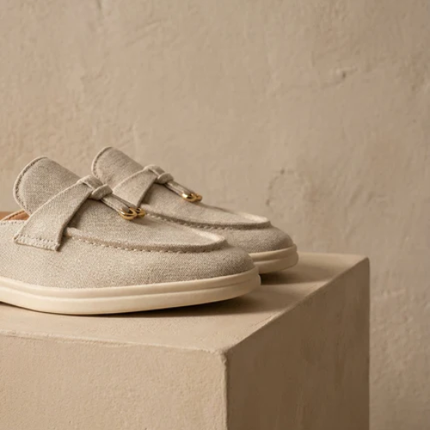 Women’s Backless Loafers with Metal Detail