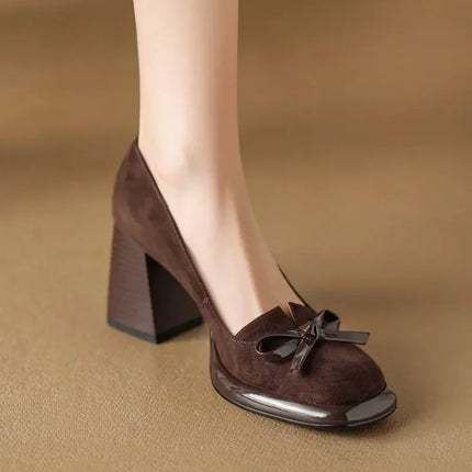 Women’s Bow Detail Block Heel Pumps