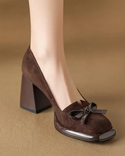 Women’s Bow Detail Block Heel Pumps