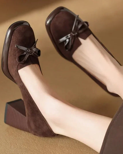 Women’s Bow Detail Block Heel Pumps