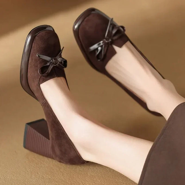 Women’s Bow Detail Block Heel Pumps