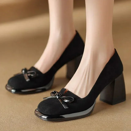 Women’s Bow Detail Block Heel Pumps