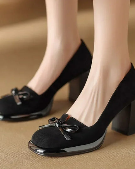 Women’s Bow Detail Block Heel Pumps