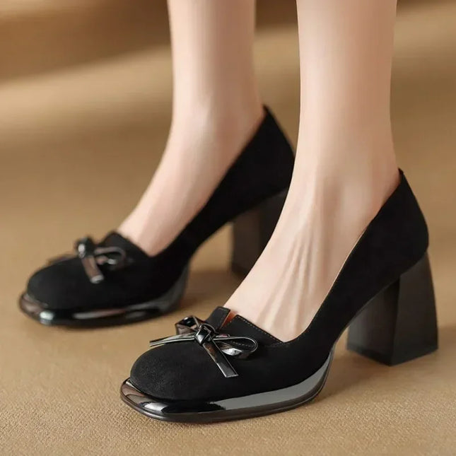 Women’s Bow Detail Block Heel Pumps