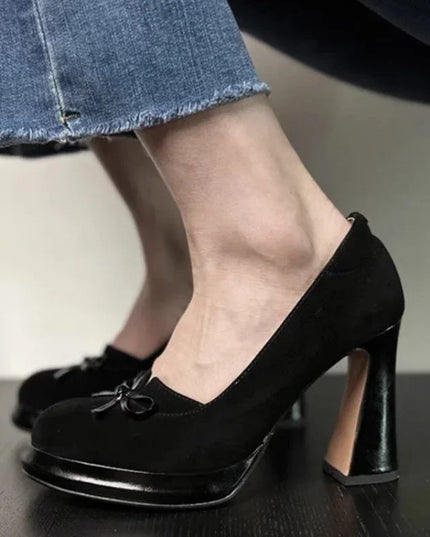 Women’s Bow Detail Block Heel Pumps