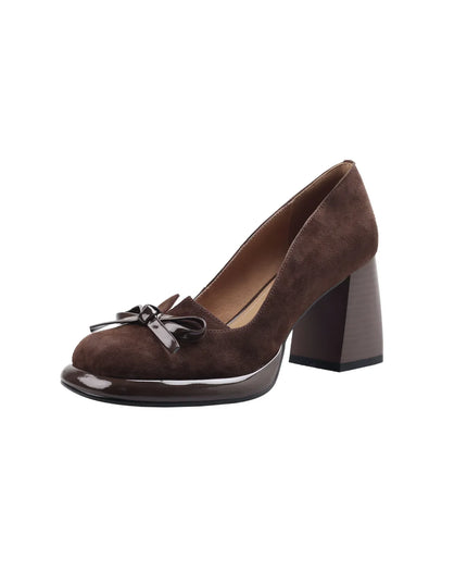 Women’s Bow Detail Block Heel Pumps