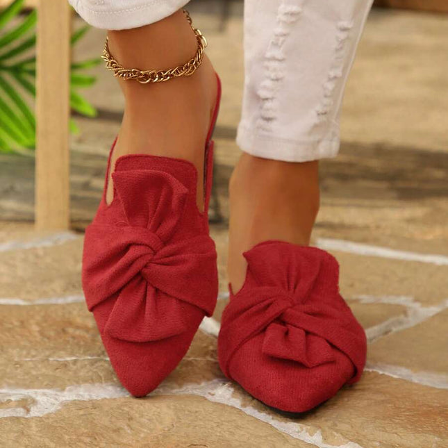 Women’s Bow Detail Pointed Toe Mule Shoes