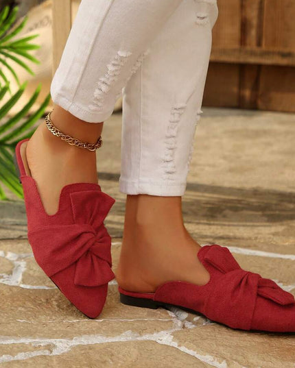 Women’s Bow Detail Pointed Toe Mule Shoes