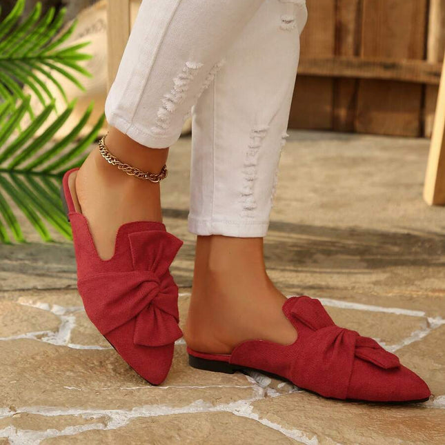 Women’s Bow Detail Pointed Toe Mule Shoes