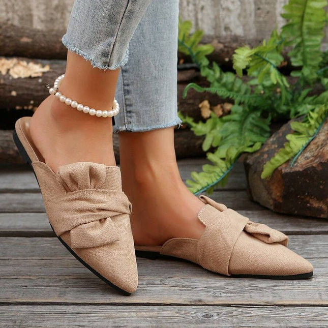 Women’s Bow Detail Pointed Toe Mule Shoes