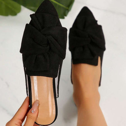Women’s Bow Detail Pointed Toe Mule Shoes