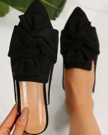 Women’s Bow Detail Pointed Toe Mule Shoes