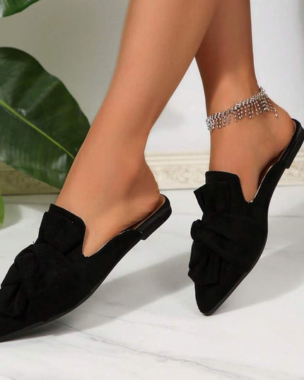Women’s Bow Detail Pointed Toe Mule Shoes