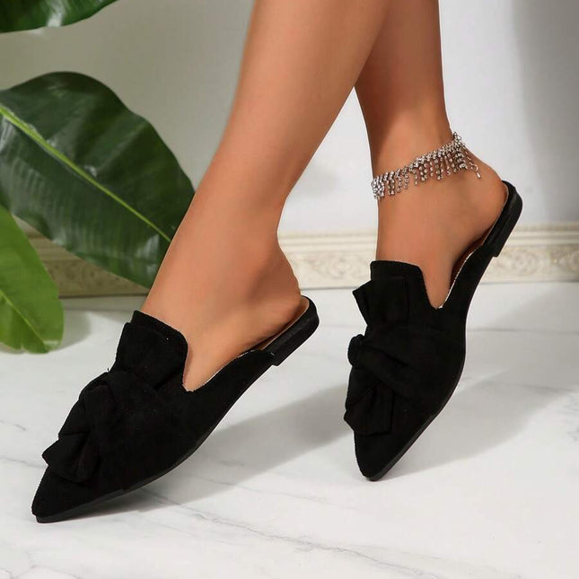 Women’s Bow Detail Pointed Toe Mule Shoes
