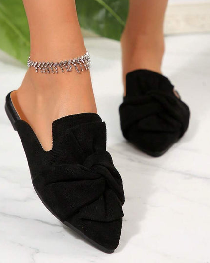 Women’s Bow Detail Pointed Toe Mule Shoes