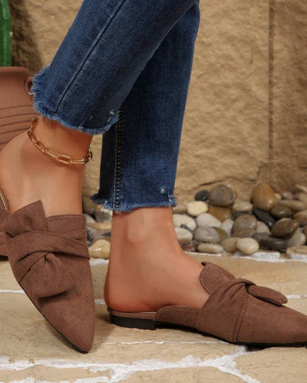 Women’s Bow Detail Pointed Toe Mule Shoes