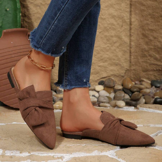 Women’s Bow Detail Pointed Toe Mule Shoes