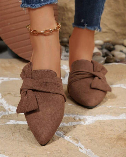 Women’s Bow Detail Pointed Toe Mule Shoes