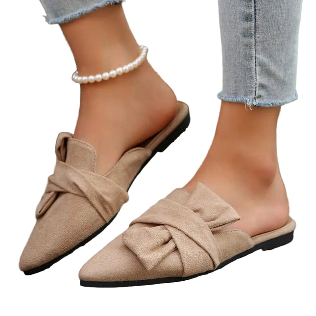 Women’s Bow Detail Pointed Toe Mule Shoes