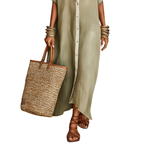 Women’s Button Front Shirt Maxi Dress