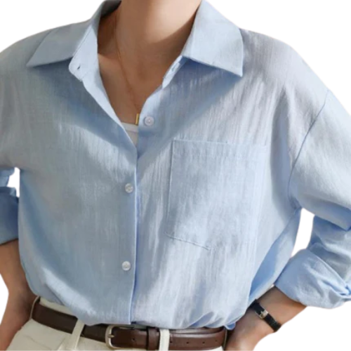 Women’s Button-Up Shirt with Collar and Chest Pocket