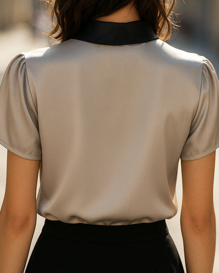 Women’s Contrast Collar Keyhole Blouse