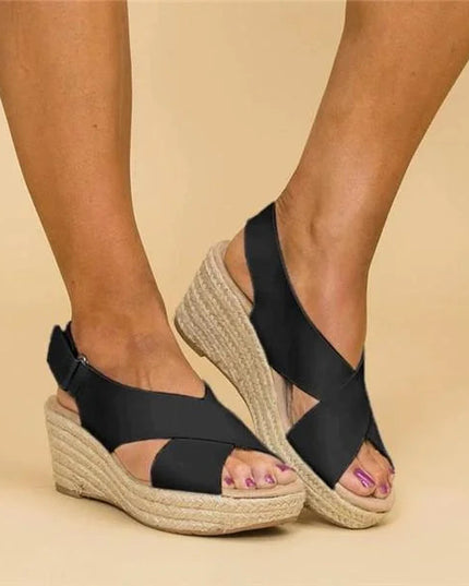 Women’s Cross Strap Wedge Sandals