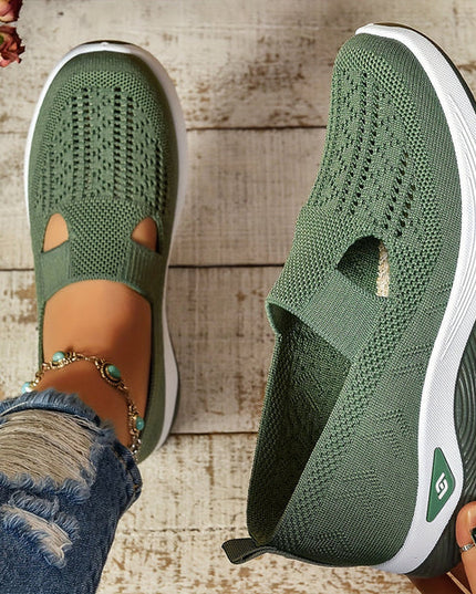 Women’s Cut-Out Knit Slip-On Sneakers