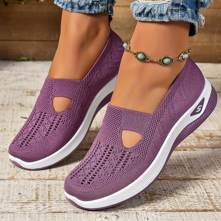 Women’s Cut-Out Knit Slip-On Sneakers