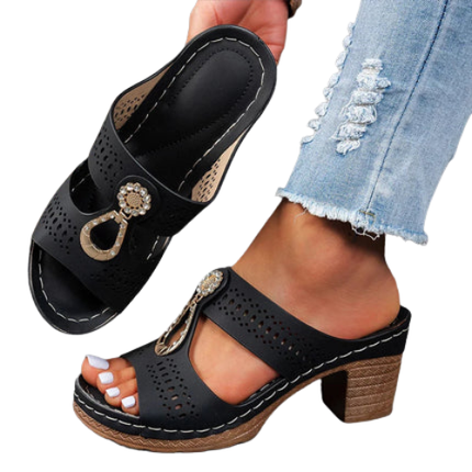 Women’s Cutout Open Toe Heeled Mules