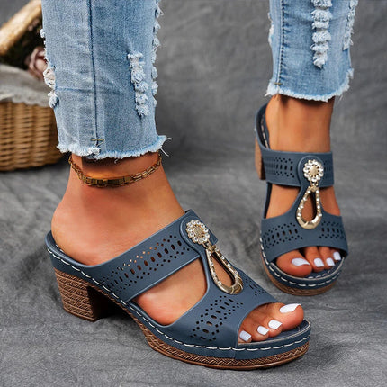 Women’s Cutout Open Toe Heeled Mules
