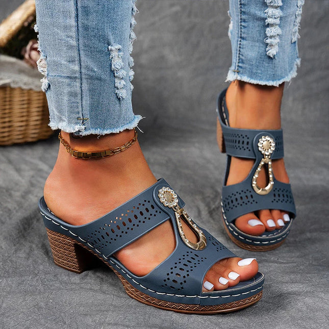 Women’s Cutout Open Toe Heeled Mules