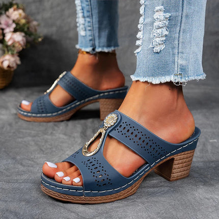 Women’s Cutout Open Toe Heeled Mules