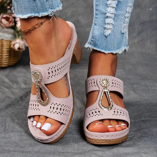 Women’s Cutout Open Toe Heeled Mules