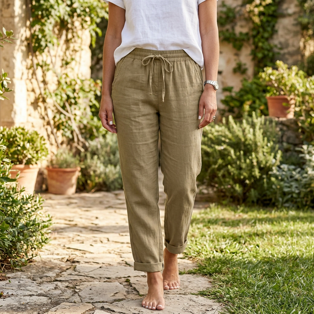 Women’s Drawstring Linen Trousers