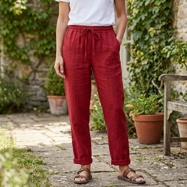 Women’s Drawstring Linen Trousers