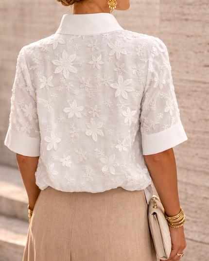 Women’s Floral Texture Mock Neck Top
