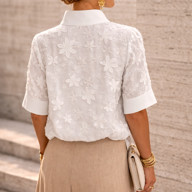 Women’s Floral Texture Mock Neck Top