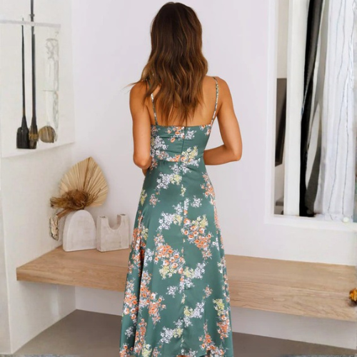 Women’s Floral Tie Front Midi Dress