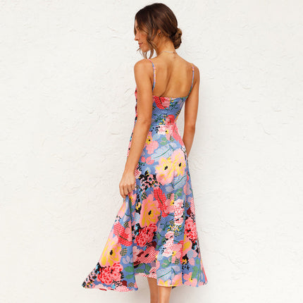Women’s Floral Tie Front Midi Dress
