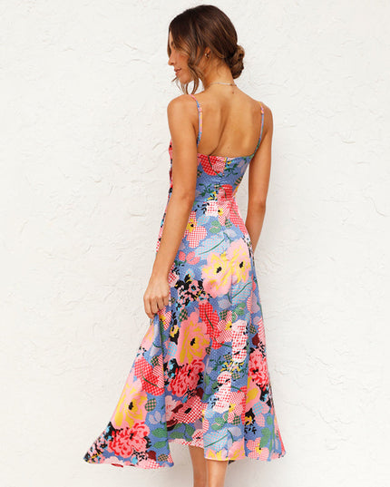 Women’s Floral Tie Front Midi Dress