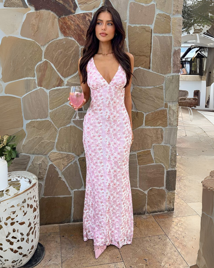 Women’s Floral V-Neck Maxi Dress