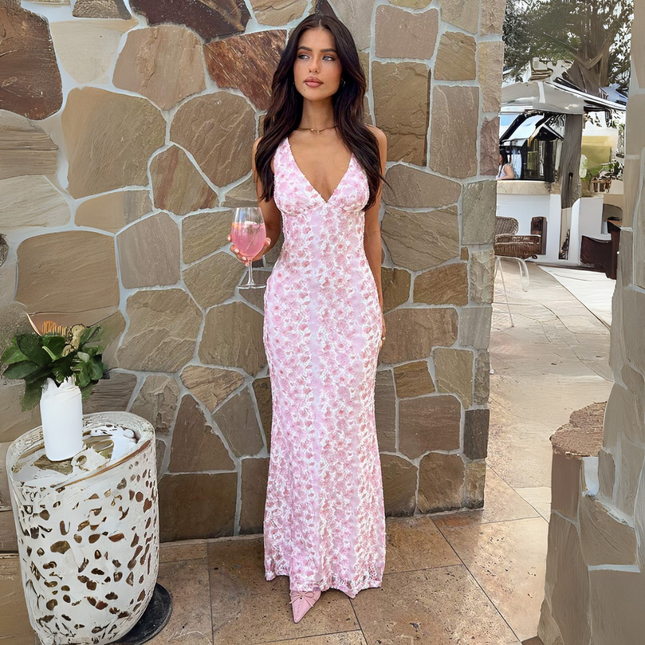 Women’s Floral V-Neck Maxi Dress