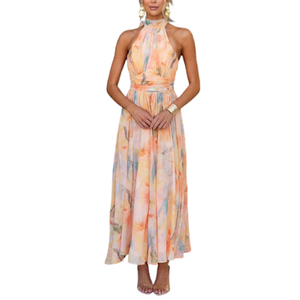 Women’s Halter Neck Printed Maxi Dress