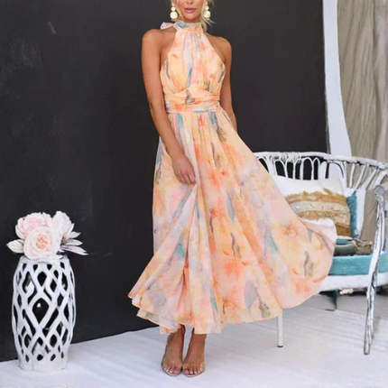 Women’s Halter Neck Printed Maxi Dress