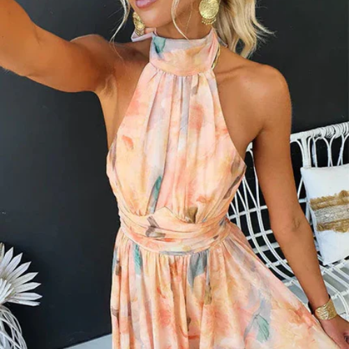 Women’s Halter Neck Printed Maxi Dress