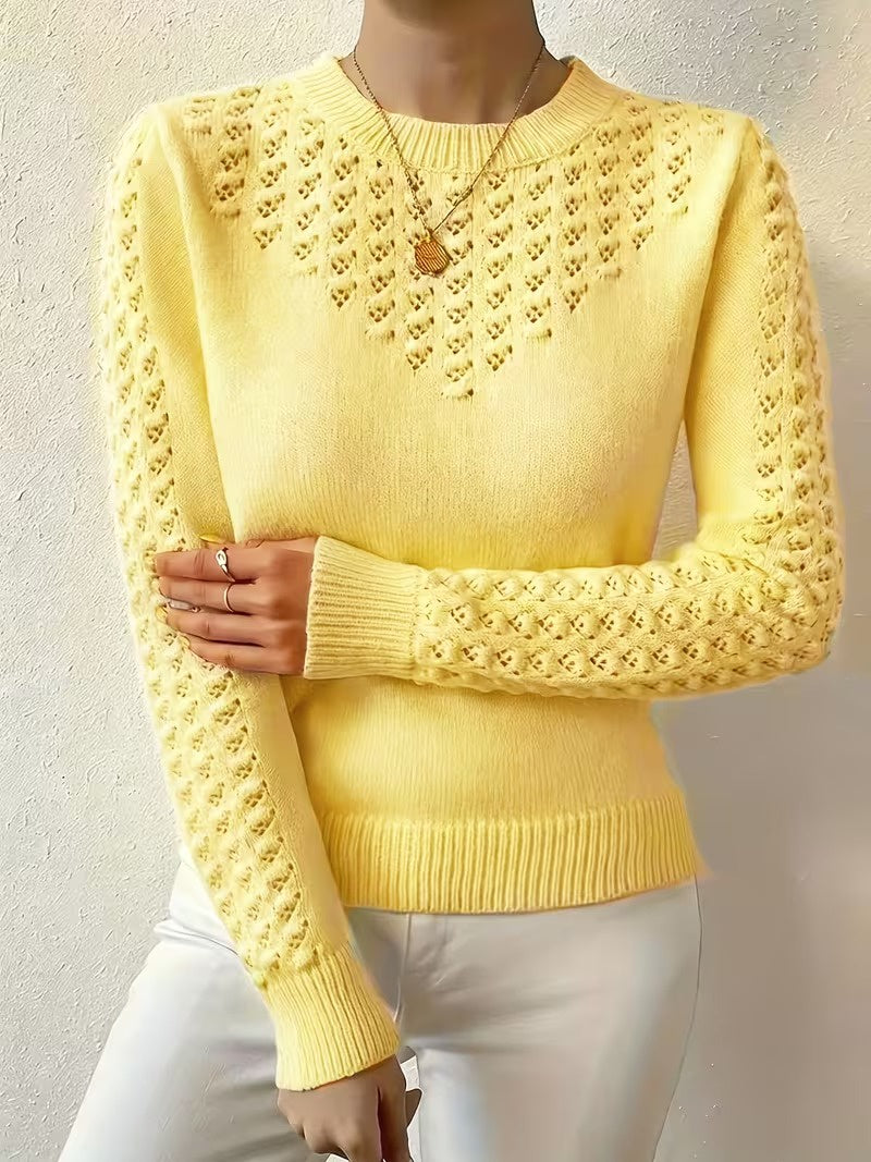 Women’s Lace-Panel Crewneck Sweater