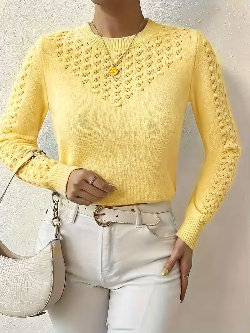 Women’s Lace-Panel Crewneck Sweater